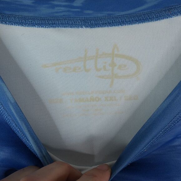 Reel Life Sun Ray Defender UPF 50+ Lightweight Fishing Shirt Blue Waves Mens XXL - Picture 4 of 8